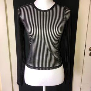 UO Out from Under Sheer Black Striped Long Sleeve